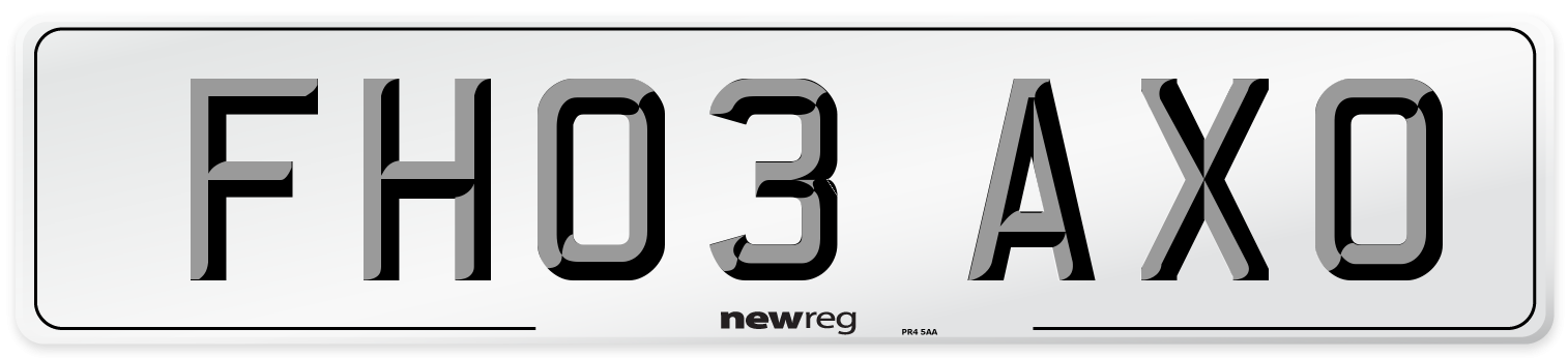FH03 AXO Number Plate from New Reg